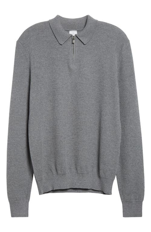 Eleventy Virgin Wool Half Zip Polo Sweater In Gray
