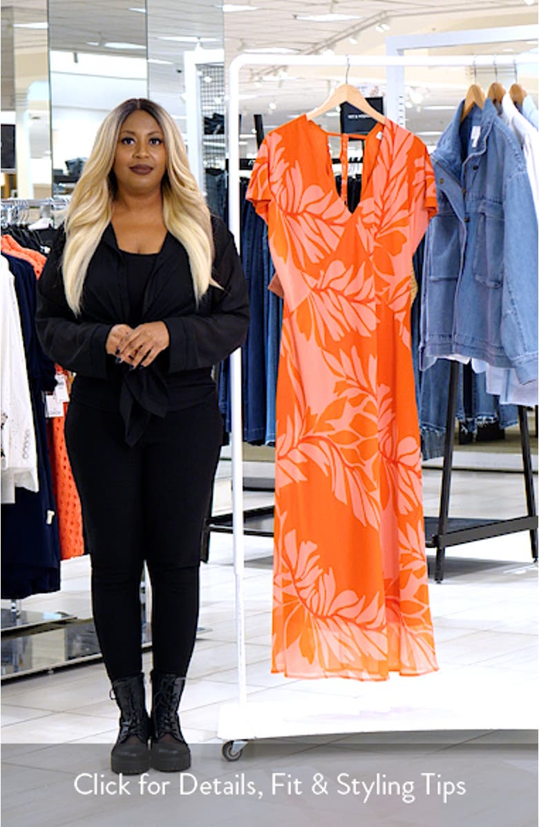 Leyla Leaf Print Sheath Midi Dress, sales video thumbnail