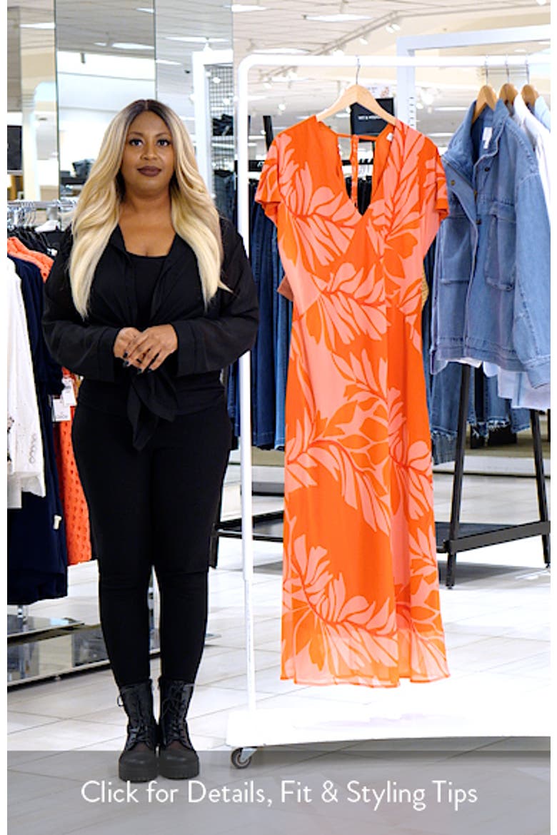 Leyla Leaf Print Sheath Midi Dress video