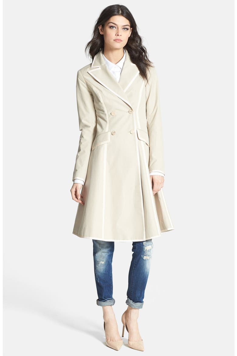 SJP 'Manhattan' Grosgrain Trim Skirted Trench Coat (Nordstrom Exclusive), Alternate, color, KHAKI