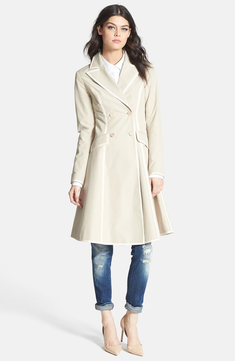 SJP by Sarah Jessica Parker SJP 'Manhattan' Grosgrain Trim Skirted Trench Coat, Alternate, color, 