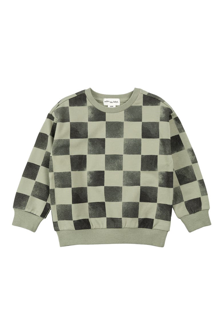 Kids' Checkerboard Fleece Sweatshirt, Main, color, DUSTY GREEN