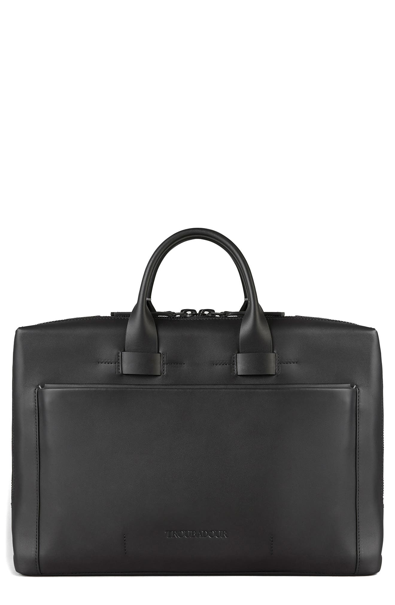 Troubadour Pathfinder Recycled Leather Briefcase, Main, color, 