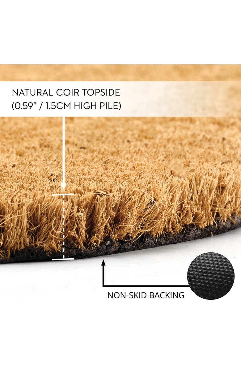 mDesign This is a Safe Space Scalloped Coir Rectangular Doormat, Natural/Black, Alternate, color, Natural