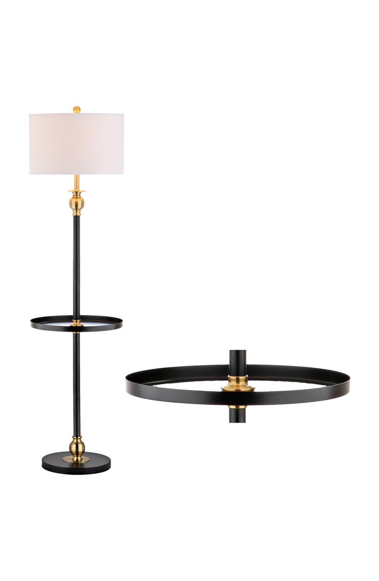 JONATHAN Y Evans 61" Metal LED End Table Floor Lamp, Black/Brass, Alternate, color, Black/Gold