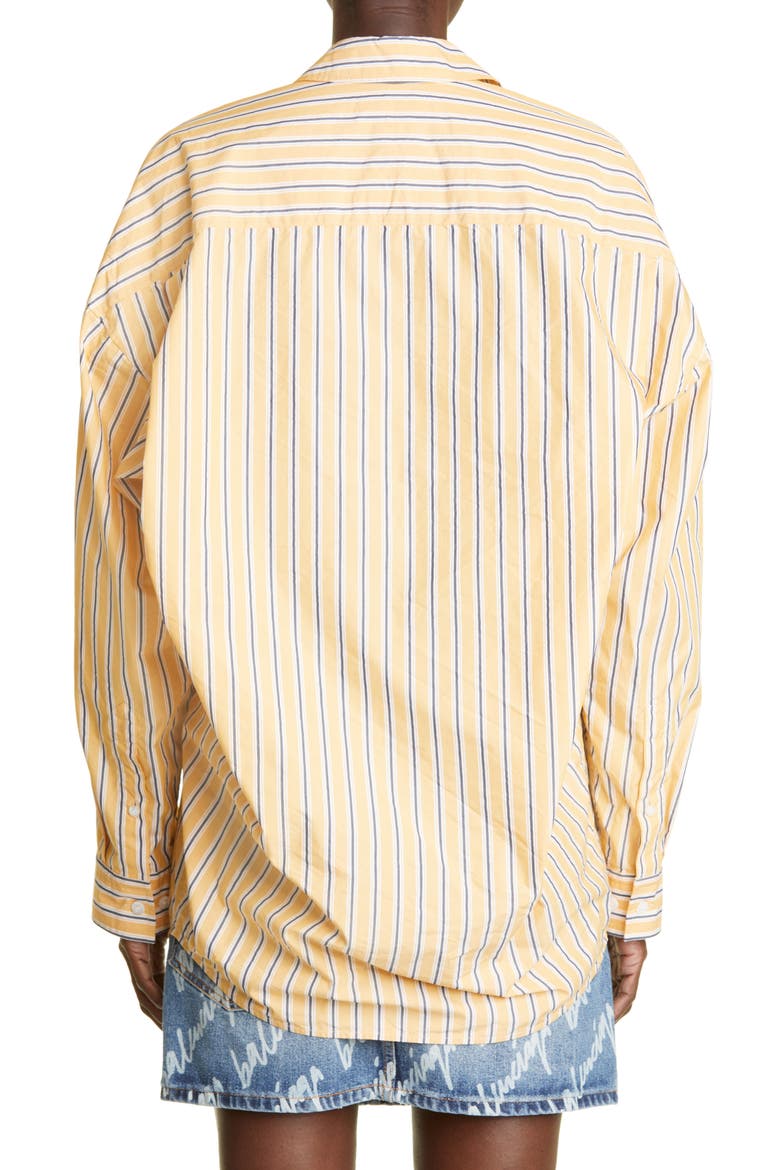 Cocoon Stripe Cotton Poplin Button-Up Shirt, Alternate, color, YELLOW/ NAVY