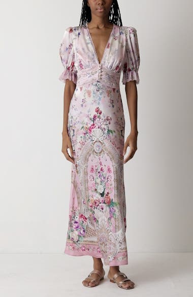 Camilla Palatial Pastels Bias Cut Silk Midi Dress | Nordstrom