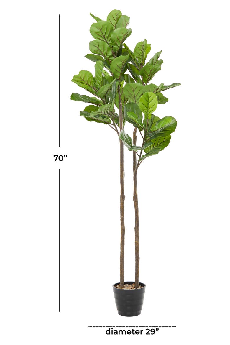 Green Faux Foliage Artificial Fiddle Fig Leaf Tree, Alternate, color, GREEN