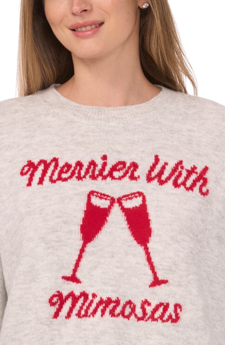 CeCe Merrier with Mimosas Sweater, Alternate, color, Jazz Club Glamour Red