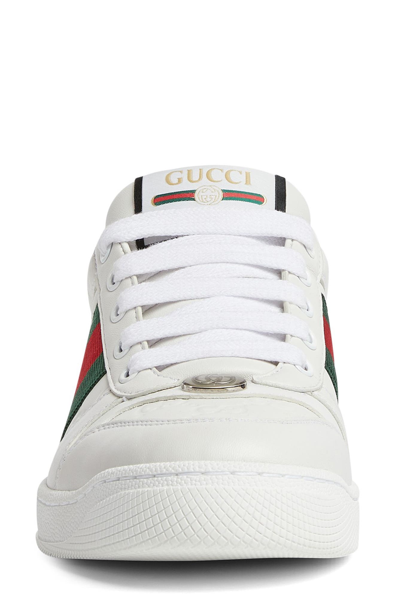 Gucci Screener Low Top Leather Sneaker, Alternate, color, Great White/ Vrv