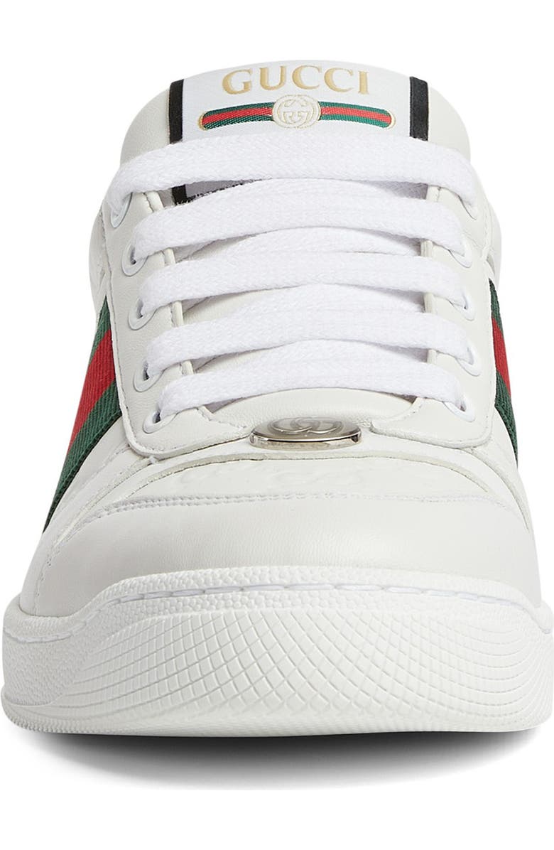 Gucci Screener Low Top Leather Sneaker, Alternate, color, Great White/ Vrv