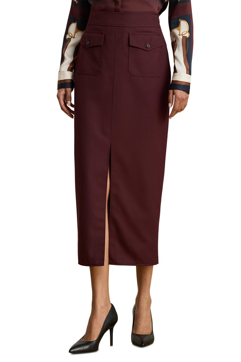 Wool Blend Pencil Skirt, Main, color, DARK GARNET
