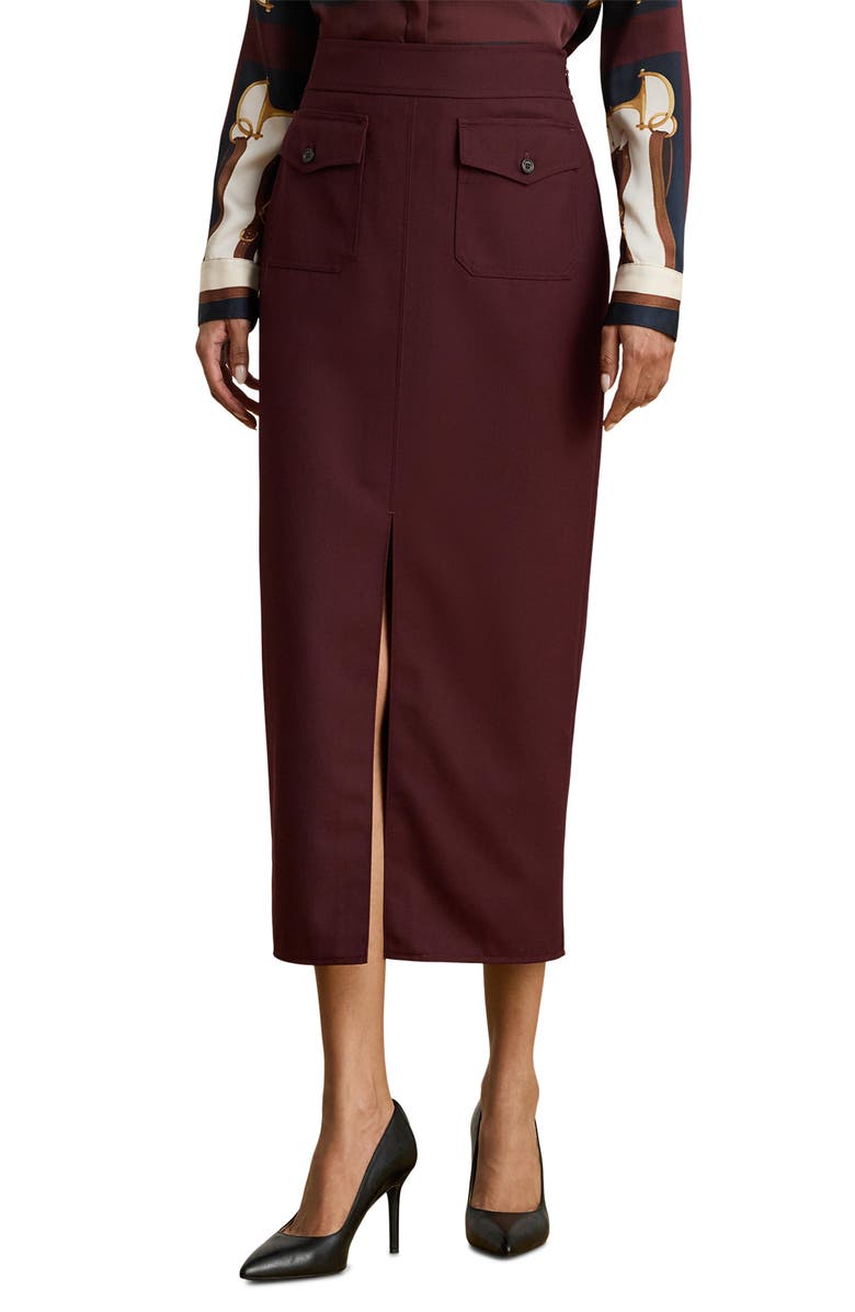 Lauren Ralph Lauren Wool Blend Pencil Skirt, Main, color, Dark Garnet