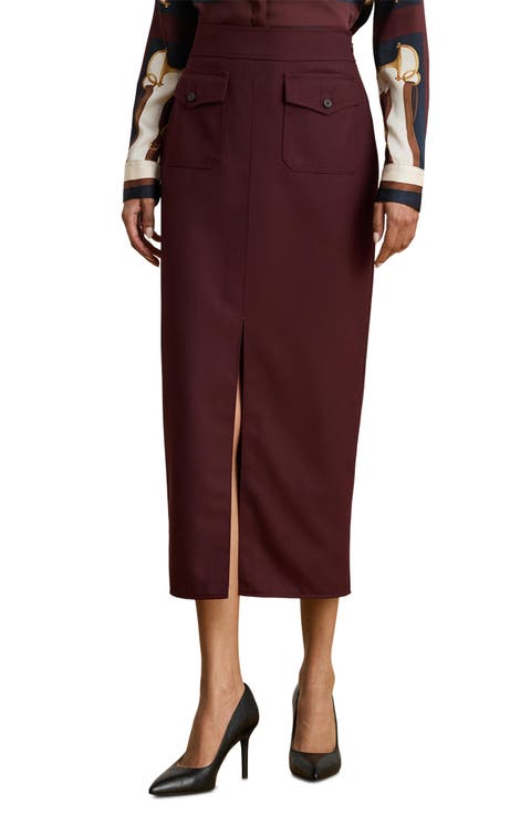 Wool Blend Pencil Skirt