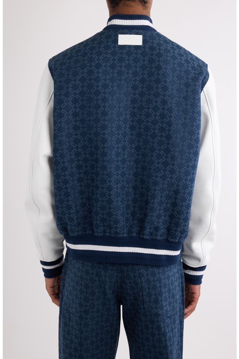 Mixed Media 4G Monogram Jacquard Varsity Jacket, Alternate, color, NAVY/ WHITE