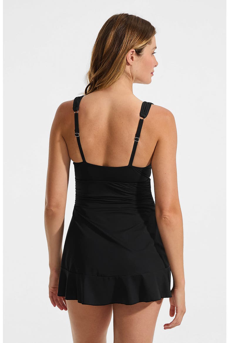 SlenderSuit Grecian Mini Swim Dress, Alternate, color, Black