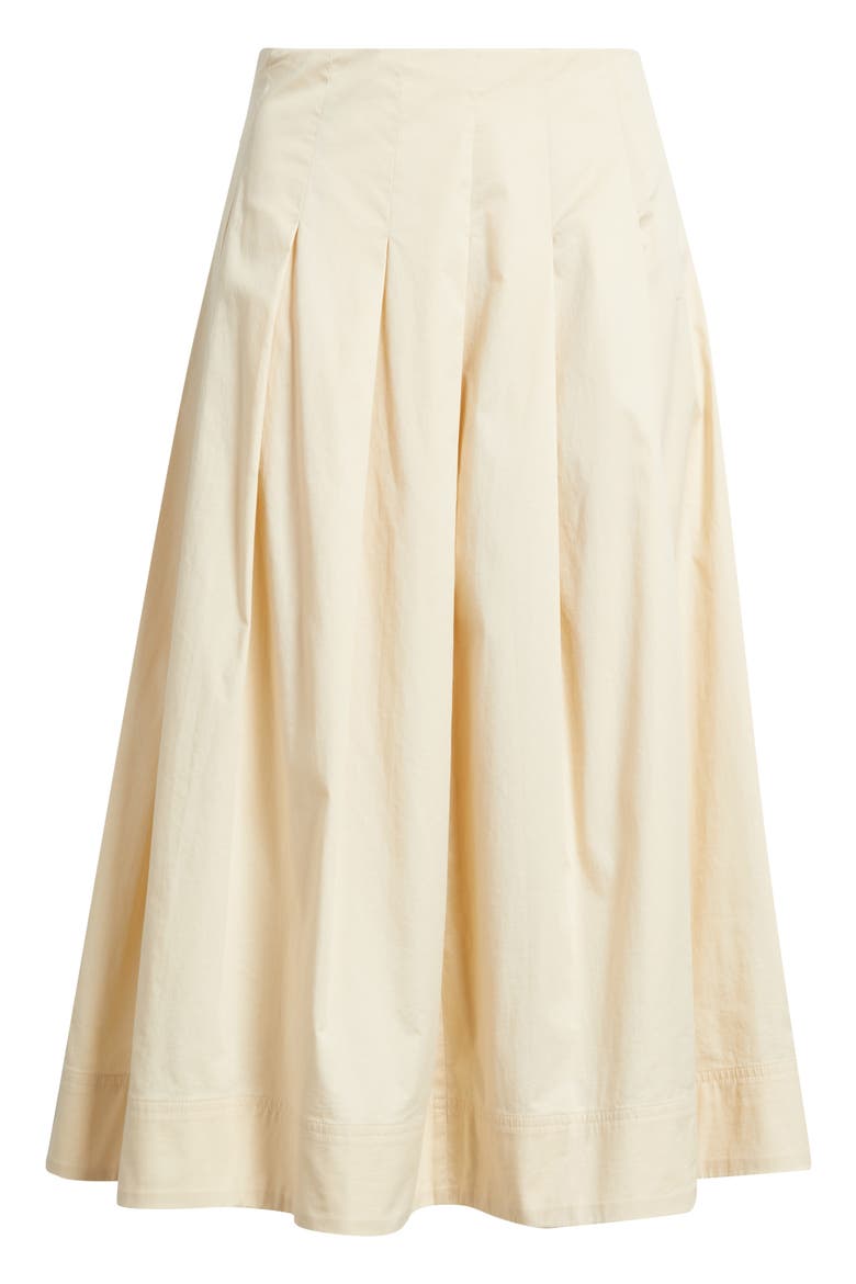 Stretch Cotton Poplin Midi Skirt, Alternate, color, BEIGE BURNT