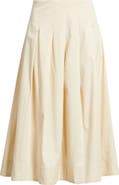 Caslon® Stretch Cotton Poplin Midi Skirt