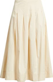 Caslon® Stretch Cotton Poplin Midi Skirt