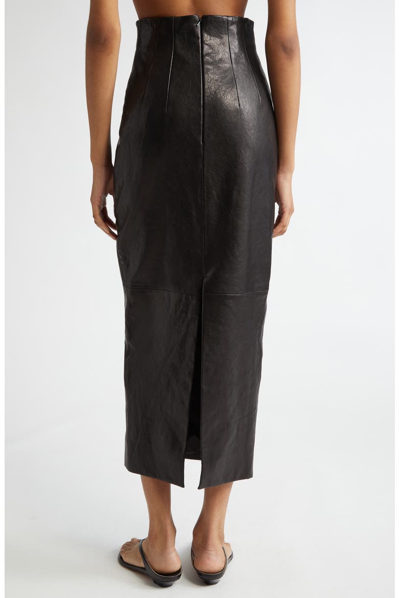 Loxley Lambskin Leather Pencil Skirt, Alternate, color, BLACK