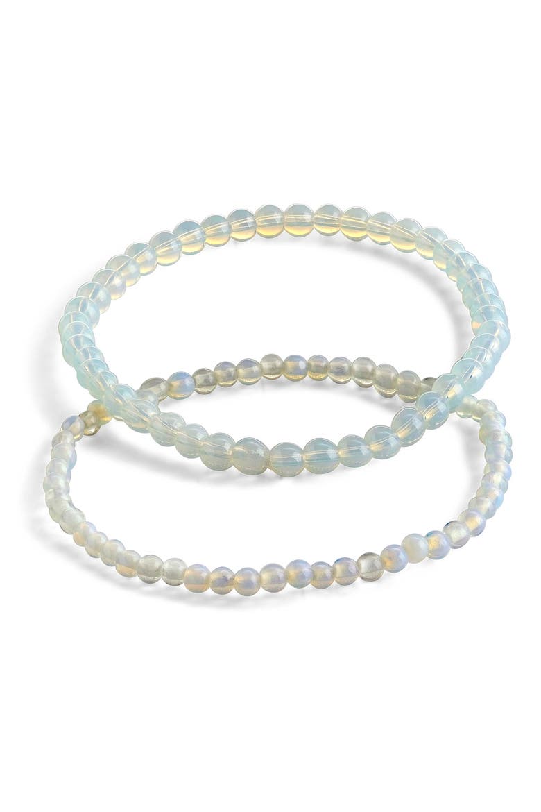 Stone 2-Pack Beaded Stretch Bracelets, Main, color, OPALITE