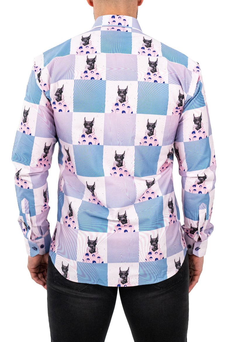 Fibonacci Snoop Contemporary Fit Button-Up Shirt, Alternate, color, PINK