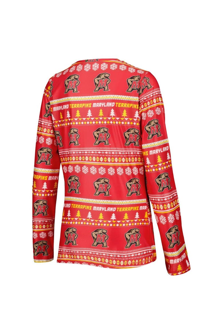 Women's Concepts Sport Red Maryland Terrapins Holiday Long Sleeve T-Shirt and Pants Sleep Set, Alternate, color, Red