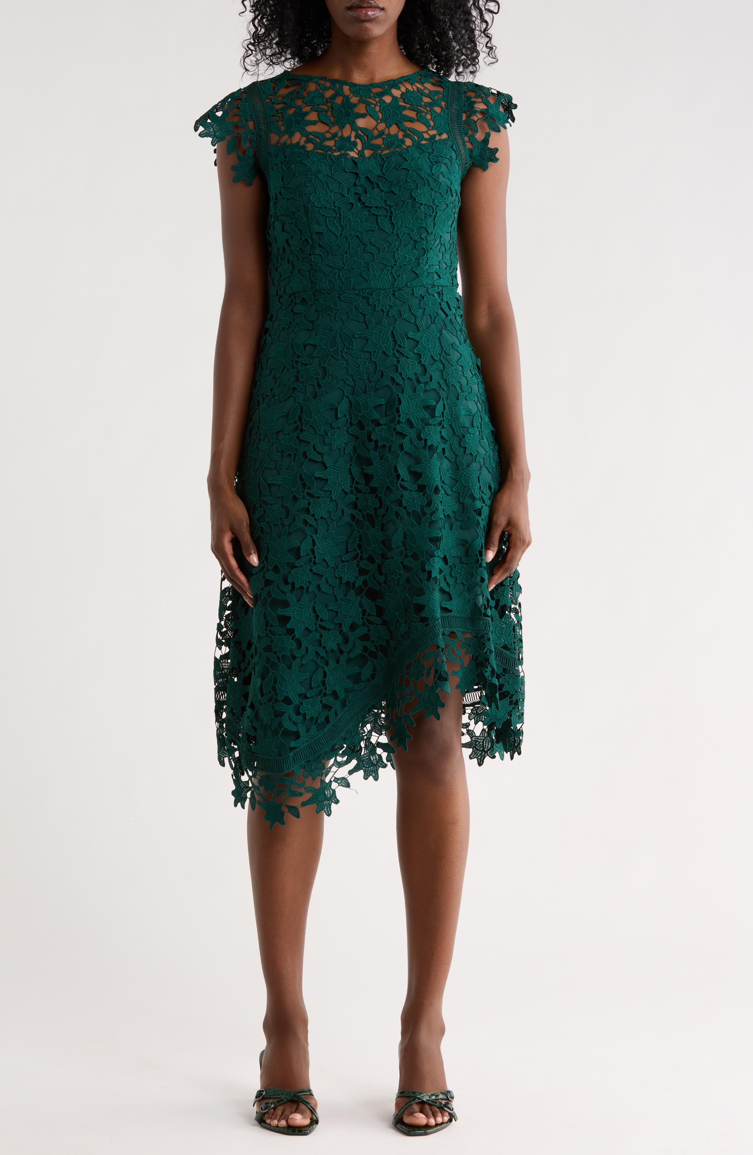 Eliza J Lace Asymmetric Cocktail Dress