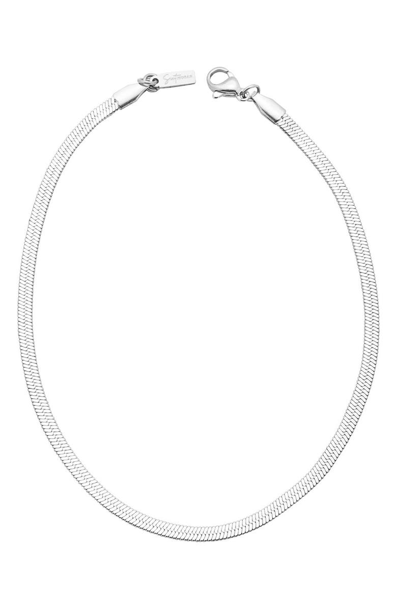 st. Moran Edie Herringbone Chain Anklet, Main, color, Silver