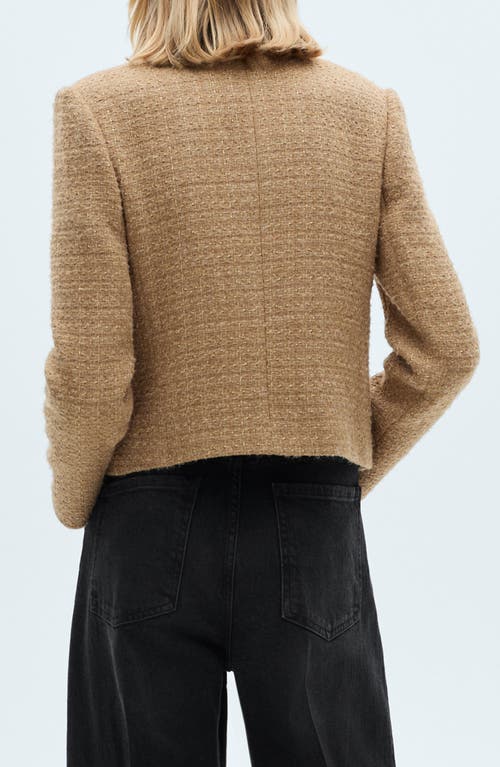 Mango Tweed Blazer In Medium Brown