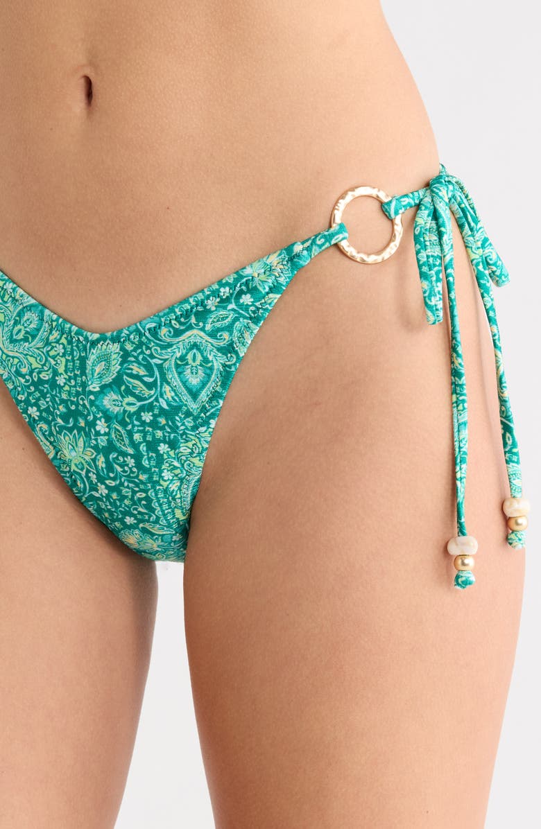 Kulani Kinis Ring Side Tie Bikini Bottoms, Alternate, color, Emerald Aura