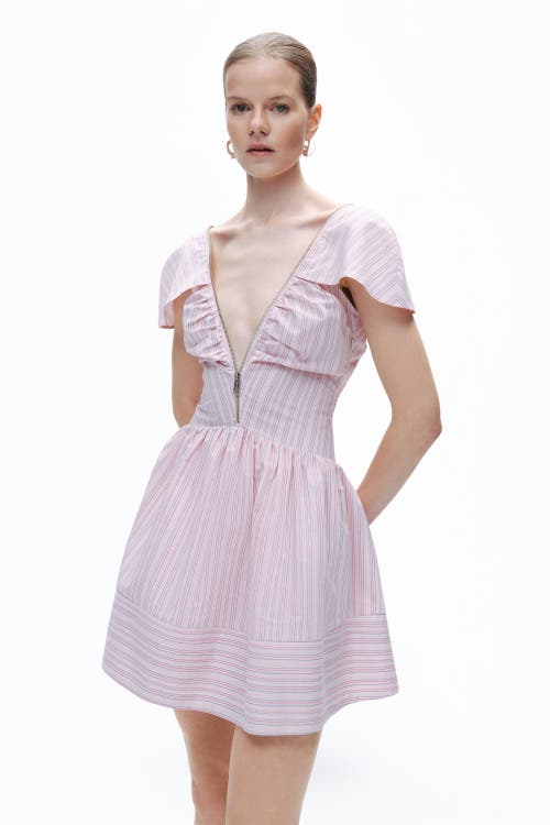 Nocturne Striped Mini Dress With Zipper Detail