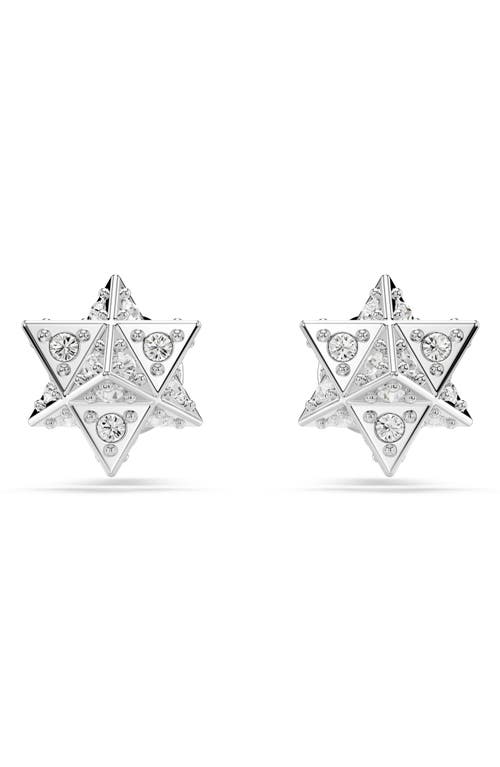 Swarovski Dextera Pierced Earrings Star Rhodium Shiny Crystal In Metallic