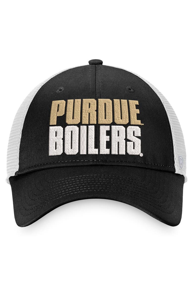 Men's Top of the World Black/White Purdue Boilermakers Stockpile Trucker Snapback Hat, Alternate, color, Black
