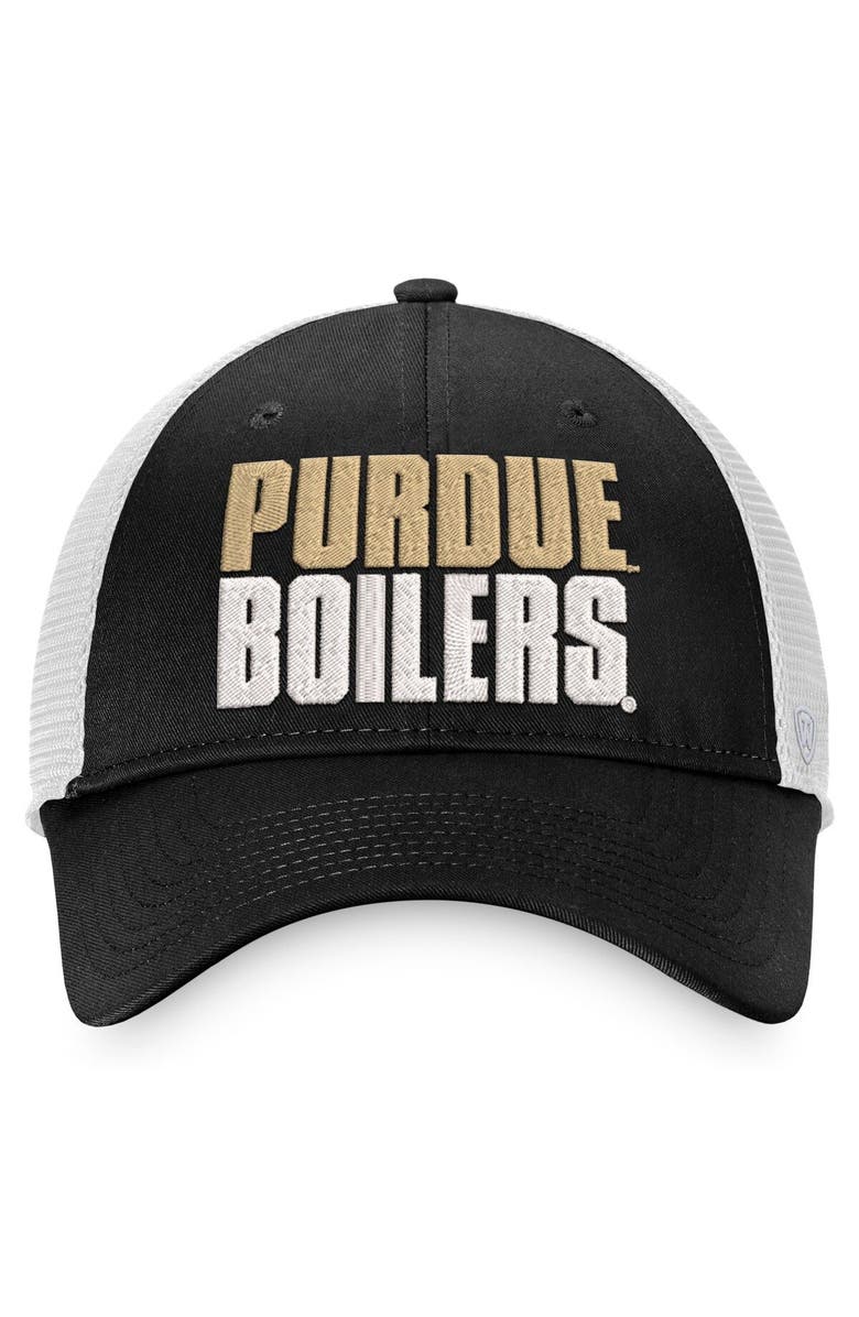TOP OF THE WORLD Men's Top of the World Black/White Purdue Boilermakers Stockpile Trucker Snapback Hat, Alternate, color, Black