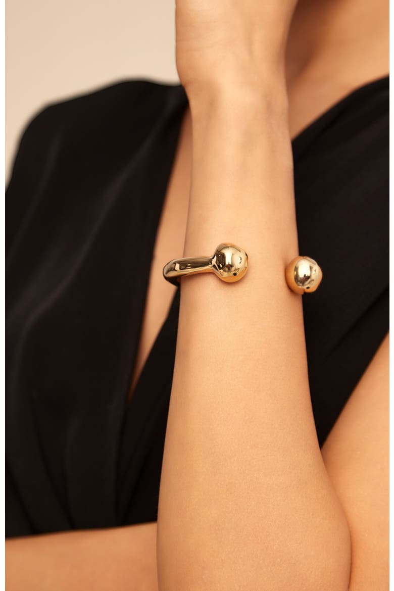 Double Bead Bangle, Alternate, color, Gold