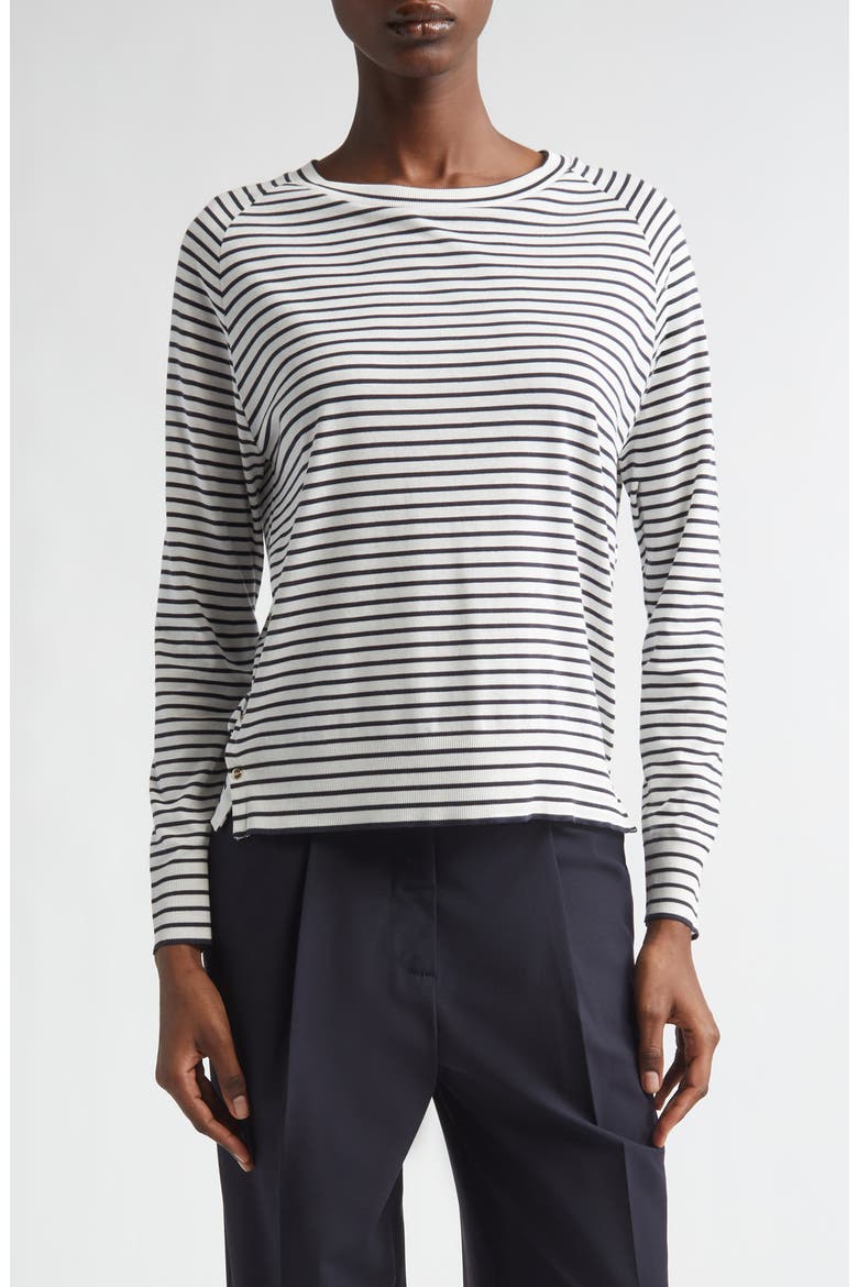 Stripe Lyocell & Cotton Sweater, Main, color, 1092 WHITE TO NAVY
