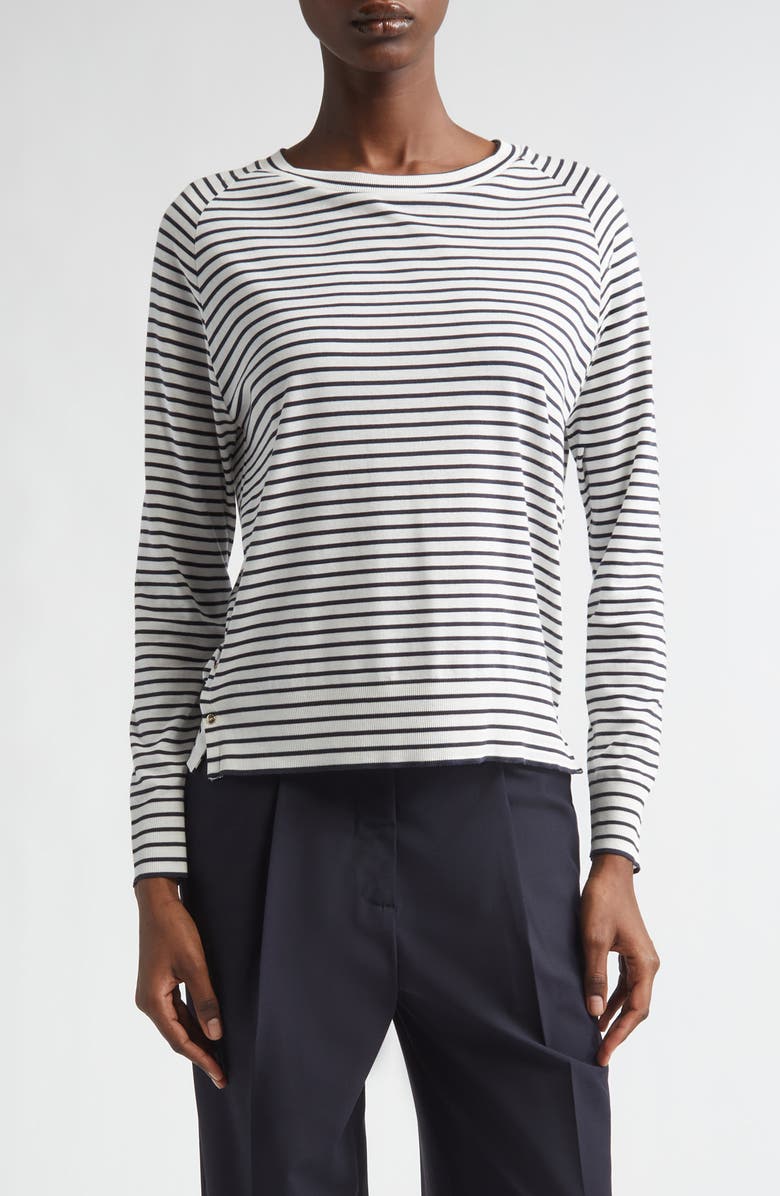 Herno Stripe Lyocell & Cotton Sweater, Main, color, 1092 White To Navy