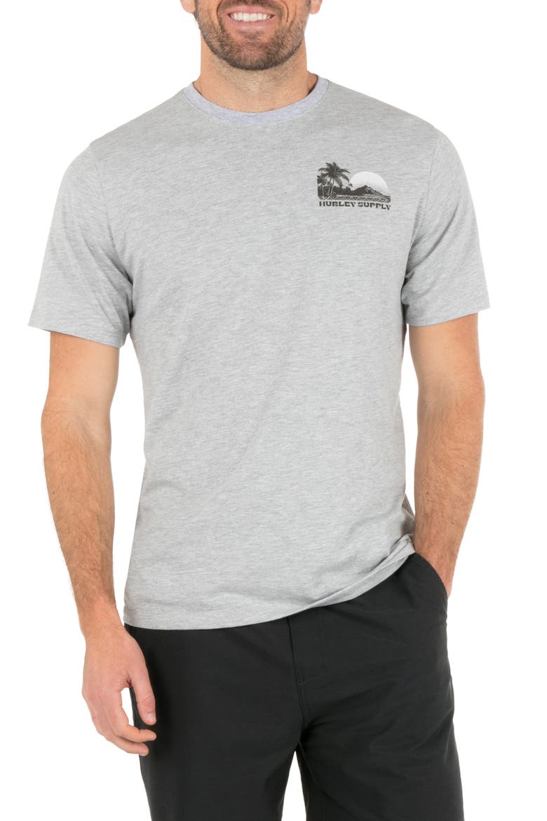 Island Scape Cotton Graphic T-Shirt, Main, color, DARK GREY HEATHER