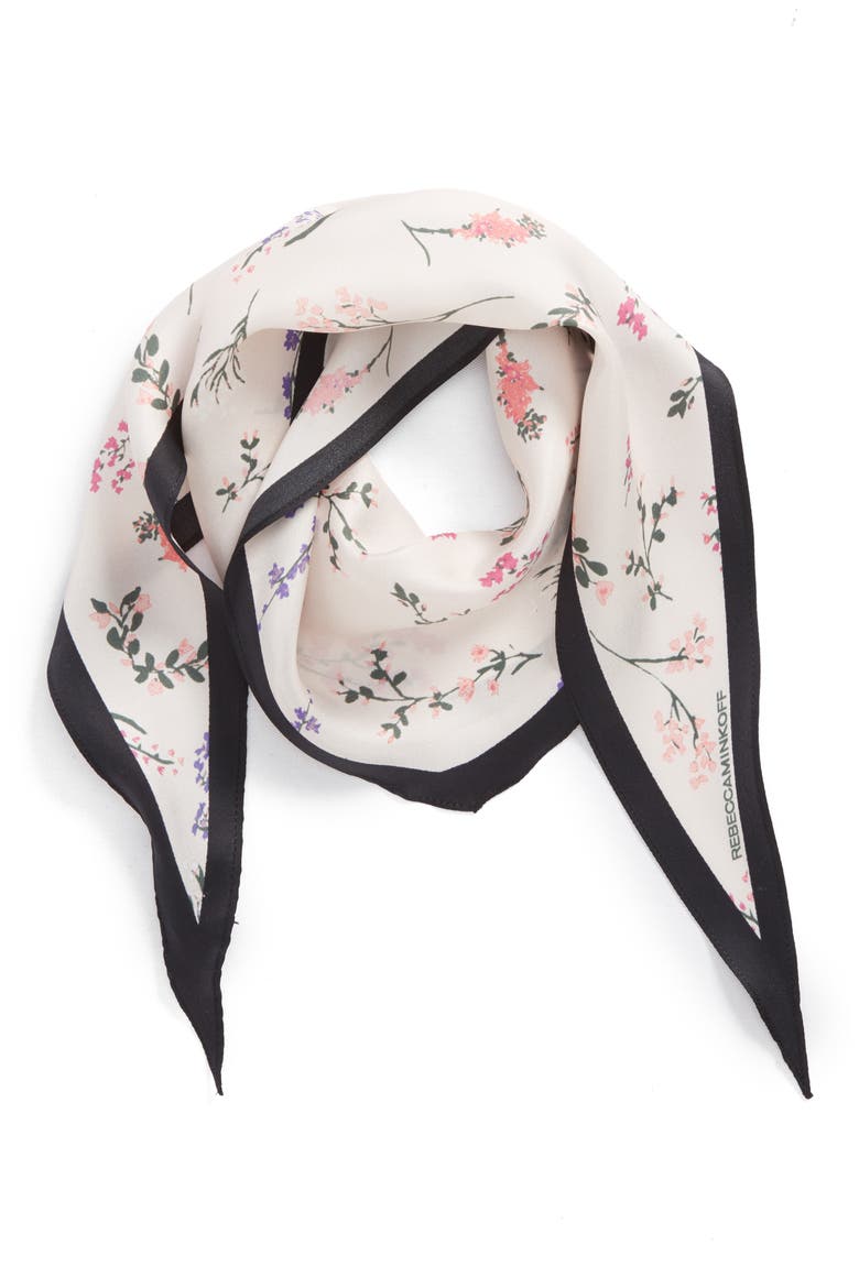 Pressed Flowers Diamond Silk Scarf, Alternate, color, WHISPER PINK