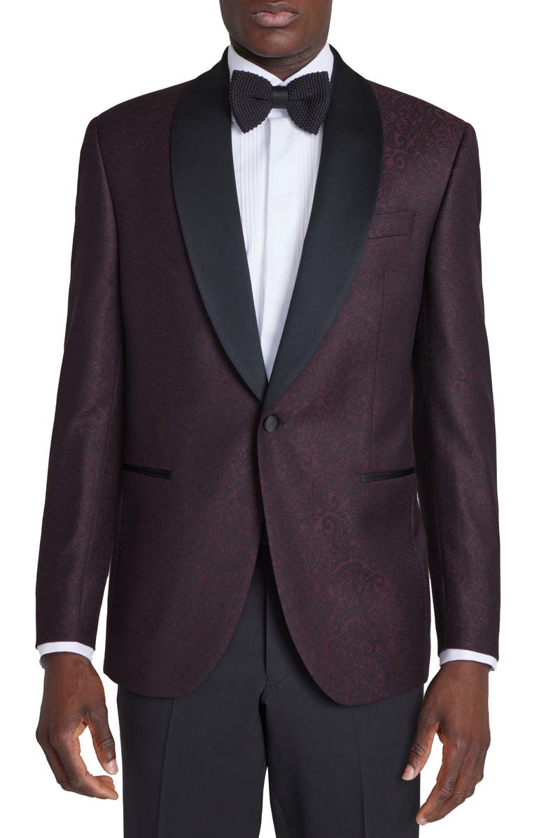 Jack Victor Ethan Paisley Shawl Collar Wool Blend Dinner Jacket, Main, color, 