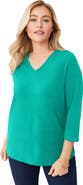 Jessica London Stretch Cotton V-Neck Tee