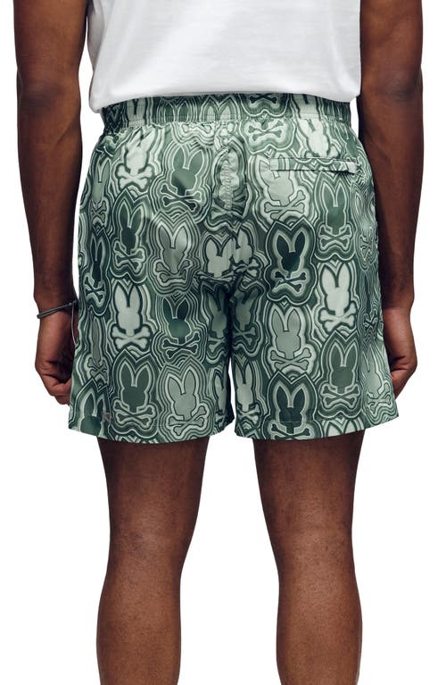 Psycho Bunny Chuck Bunny Print Swim Trunks