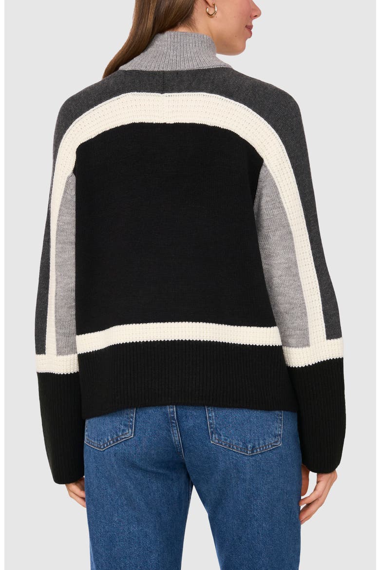 Colorblock Mock Neck Sweater, Alternate, color, RICH BLACK 060