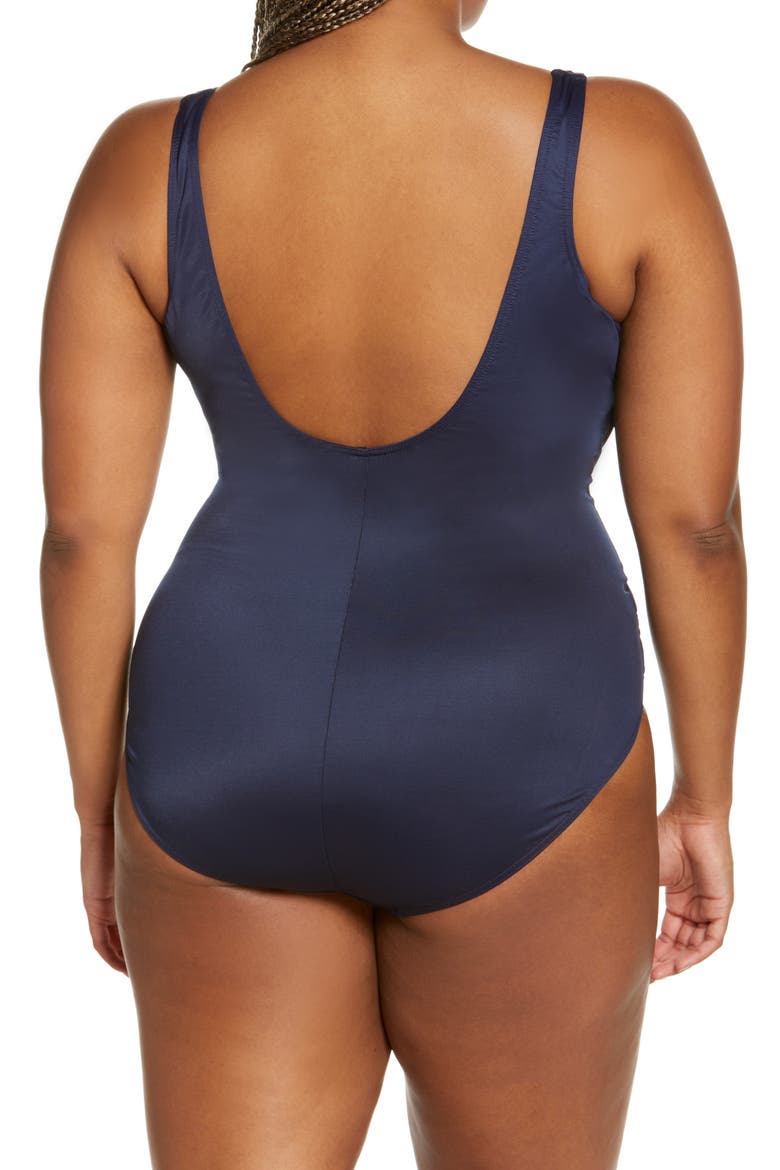 Illusionist Crossover One-Piece Swimsuit, Alternate, color, MIDNGHT BU