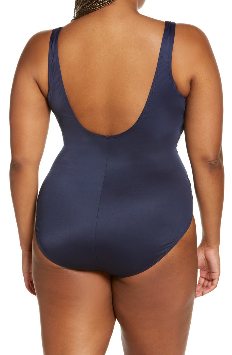 Miraclesuit<sup>®</sup> Illusionist Crossover One-Piece Swimsuit, Alternate, color, Midnght Bu