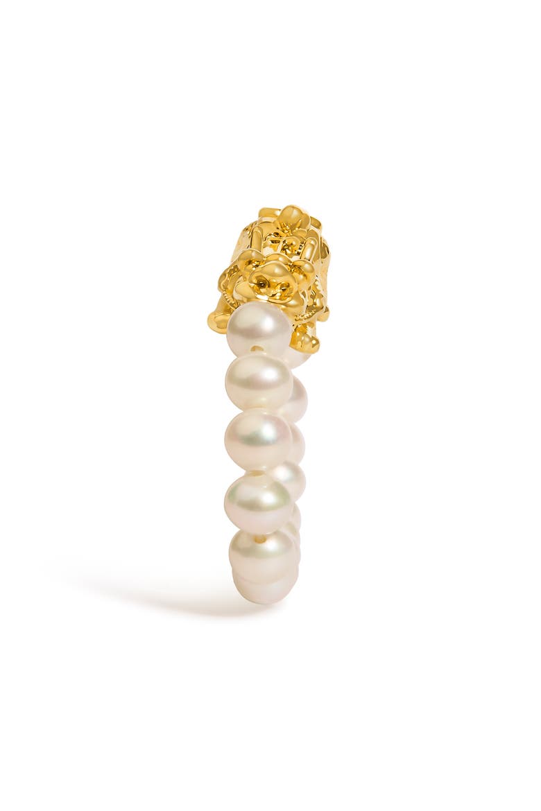 18K Yellow Gold Freshwater Pearl Dragon Charm Adjustable Ring Band, Alternate, color, Yellow Gold