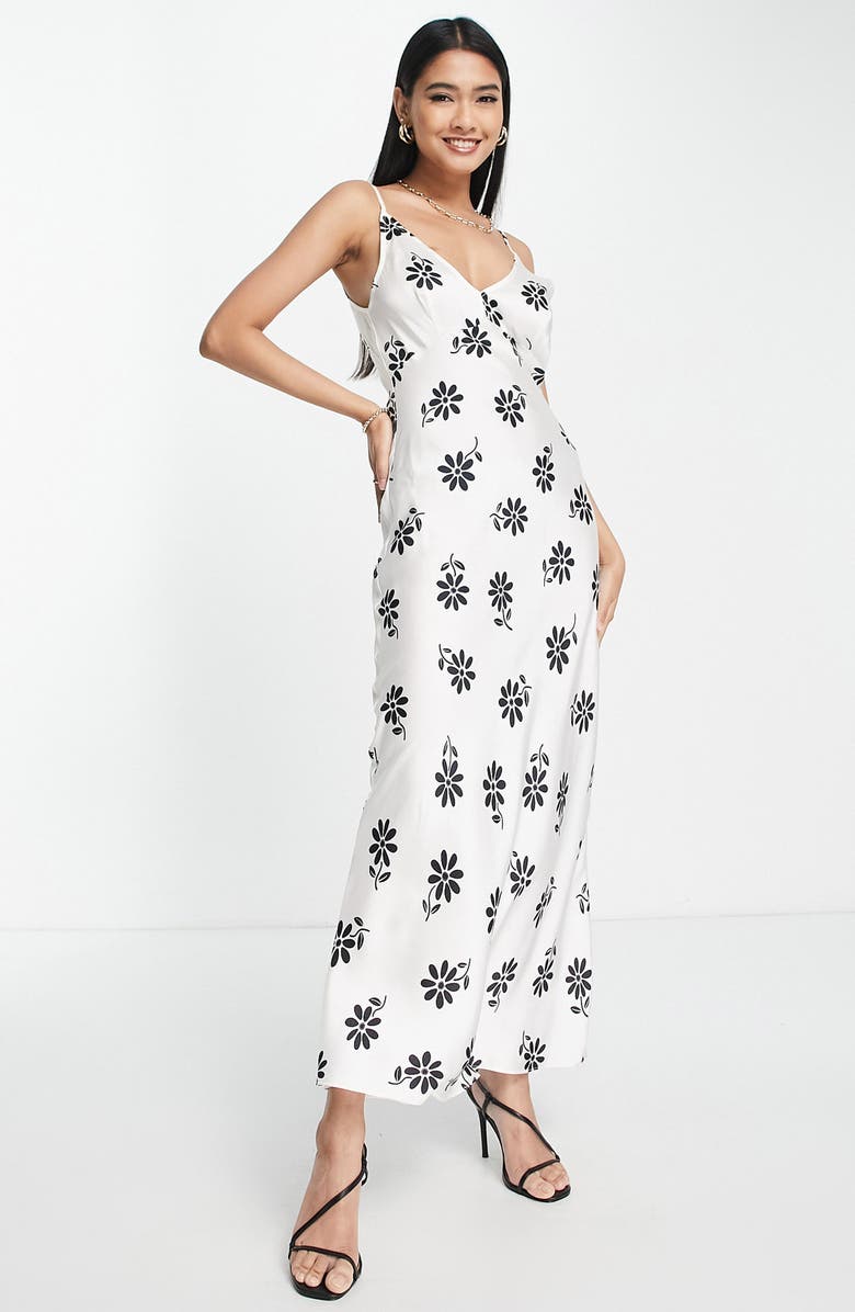 ASOS DESIGN Floral Satin Maxi Slipdress, Alternate, color, 