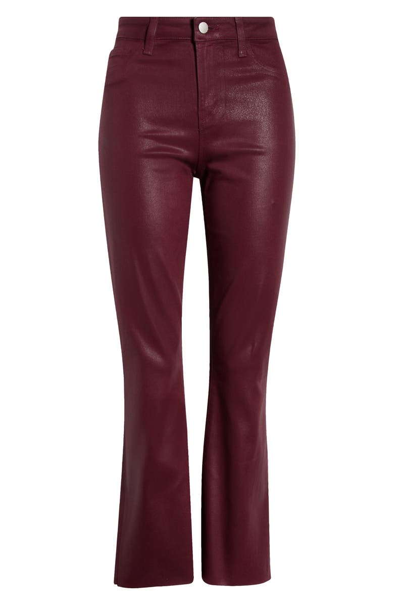 L'AGENCE Kendra Coated High Waist Crop Flare Jeans, Alternate, color, Dark Port Coated