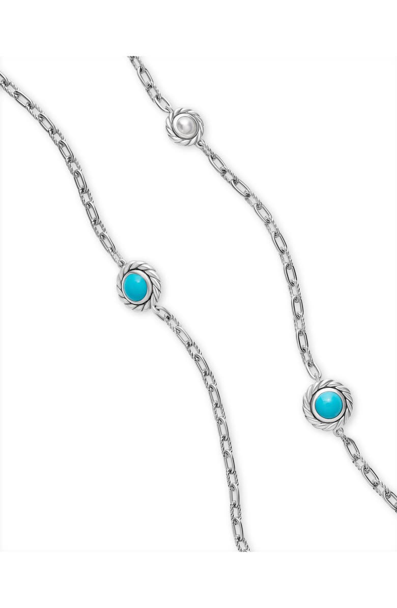 David Yurman Pearl Classics Station Chain Necklace in Sterling Silver with Semiprecious Stone & Freshwater Pearl, 4mm, Alternate, color,